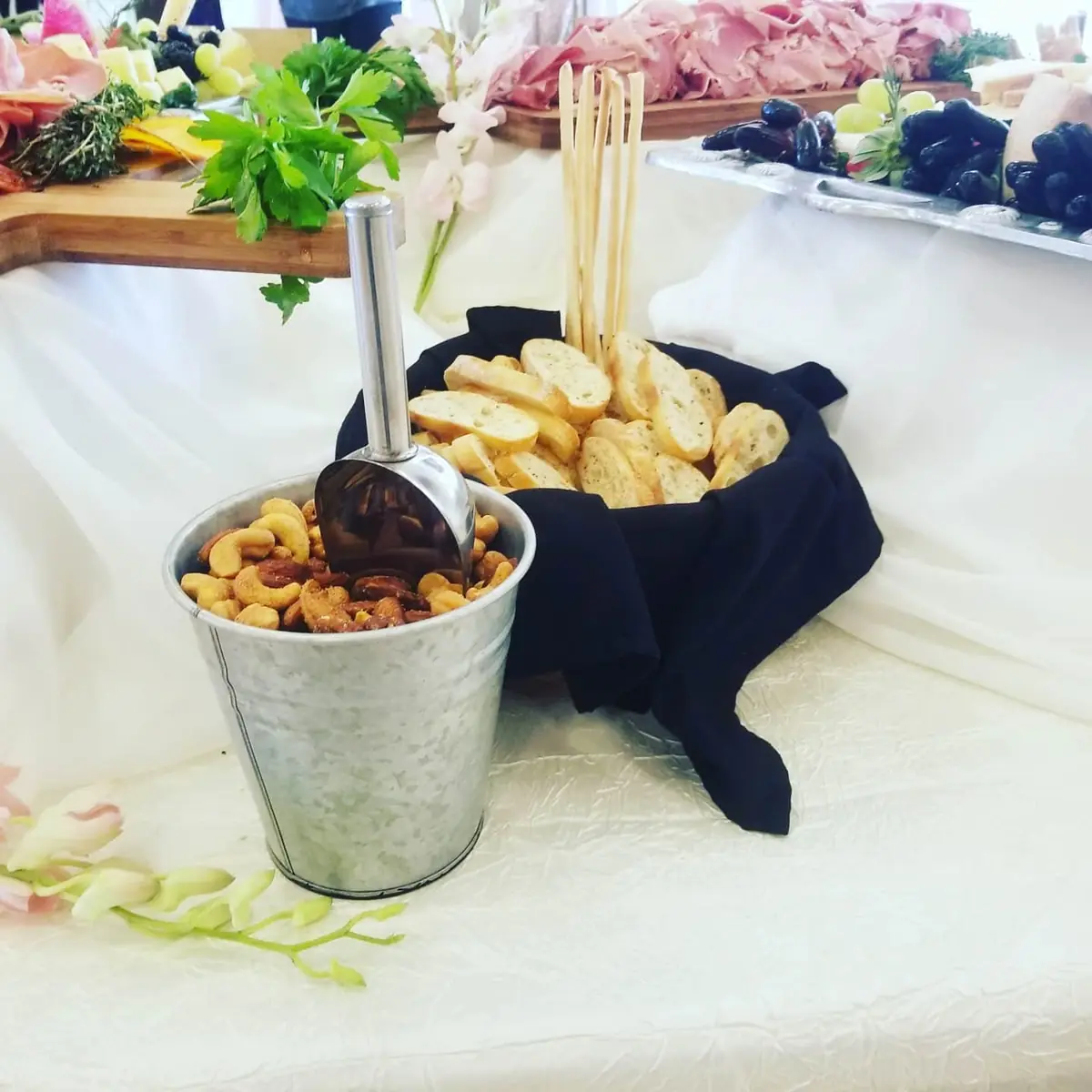 Dessert served in a rustic metal bucket presentation